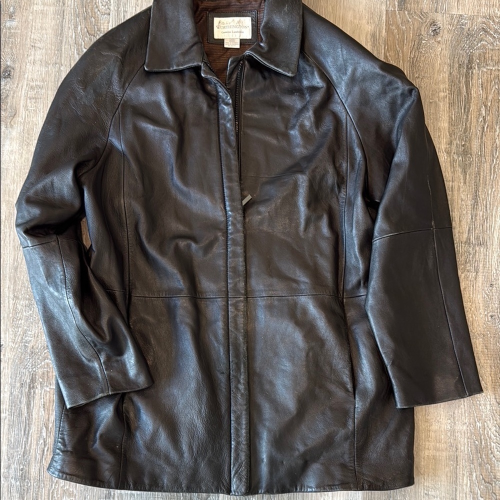 worthington 💯 %Black Leather Lambskin  Jacket sz l